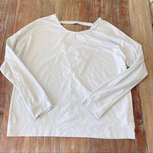 Gap Fit Brushed Tech Jersey Long Sleeve Tee Light Gray Large